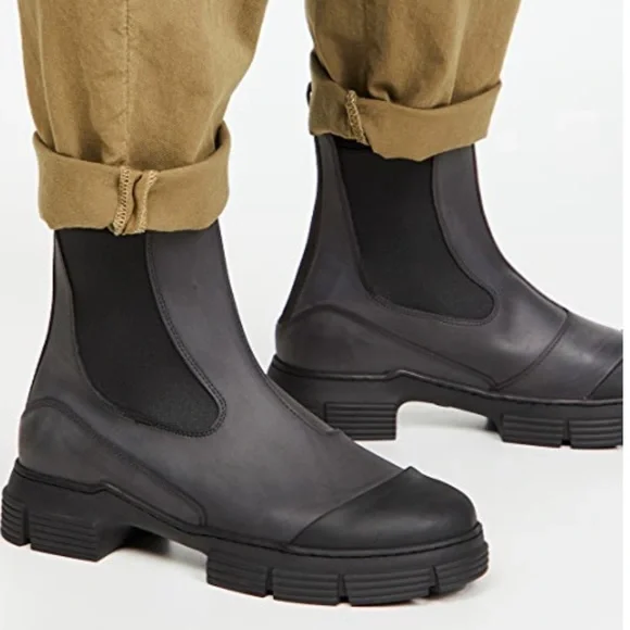 Ganni Recycled Rubber City Boots Black Size 37 7 - Picture 4 of 6